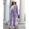 image:imageEkouaer Womens Pajamas Set Long Sleeve Loungewear Soft Lounge Set Joggers with PocketsLavender