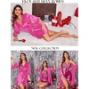 image:imageEkouaer Womens Satin Robe Valentines Lingerie for Women Kimono Bathrobe Short Ruffle Belted Robes Bridesmaids SleepwearHot Pink Leopard