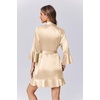 image:imageEkouaer Womens Silk Robe Satin Sexy Ruffle Robes Lightweight Soft Kimono Bathrobe Sexy Sleepwear Champaign Gold XS