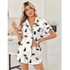 image:imageEkouaer Womens Silk Satin Pajama Sets 2 Piece Button Down Silk Pjs Shorts Sets Cute Print Short Sleeve Sleepwear S4XLBlack Cat