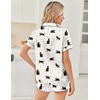 image:imageEkouaer Womens Silk Satin Pajama Sets 2 Piece Button Down Silk Pjs Shorts Sets Cute Print Short Sleeve Sleepwear S4XLBlack Cat