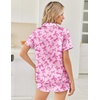 image:imageEkouaer Womens Silk Satin Pajama Sets 2 Piece Button Down Silk Pjs Shorts Sets Cute Print Short Sleeve Sleepwear S4XLBow Print