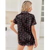 image:imageEkouaer Womens Silk Satin Pajama Sets 2 Piece Button Down Silk Pjs Shorts Sets Cute Print Short Sleeve Sleepwear S4XLCherry Print