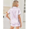 image:imageEkouaer Womens Silk Satin Pajama Sets 2 Piece Button Down Silk Pjs Shorts Sets Cute Print Short Sleeve Sleepwear S4XLLilac Flower Leave