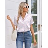 image:imageEkouaer Womens Silk Satin Pajama Sets 2 Piece Button Down Silk Pjs Shorts Sets Cute Print Short Sleeve Sleepwear S4XLLilac Flower Leave