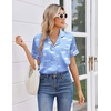 image:imageEkouaer Womens Silk Satin Pajama Sets 2 Piece Button Down Silk Pjs Shorts Sets Cute Print Short Sleeve Sleepwear S4XLMoon and White Clouds