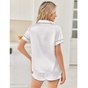 image:imageEkouaer Womens Silk Satin Pajama Sets 2 Piece Button Down Silk Pjs Shorts Sets Cute Print Short Sleeve Sleepwear S4XLWhite