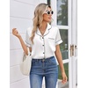 image:imageEkouaer Womens Silk Satin Pajama Sets 2 Piece Button Down Silk Pjs Shorts Sets Cute Print Short Sleeve Sleepwear S4XLWhite