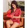 image:imageEkouaer Womens Silk Satin Pajama Sets 2 Piece Button Down Silk Pjs Shorts Sets Cute Print Short Sleeve Sleepwear S4XLWhite Heart Print