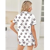 image:imageEkouaer Womens Silk Satin Pajama Sets 2 Piece Button Down Silk Pjs Shorts Sets Cute Print Short Sleeve Sleepwear S4XLWhite With Leopard Bow