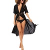 image:imageEkouaer Womens Swimwear Cover Ups Sexy Open Front Beach Bikini Swimsuit Kimono Cardigan Cover Up Long Flowy BeachwearA Black
