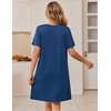 image:imageEkouaer Womens Zip Up Robe Lace Short Sleeve Bathrobes Knee Length Zipper Housecoat Lightweight NightgownsNavy Blue