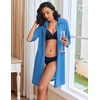image:imageEkouaer Zipper Robes for Women Waffle Knit Bathrobes Short Lightweight Knee Length Loungewear with Pockets SXXLBlue