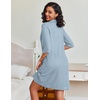 image:imageEkouaer Zipper Robes for Women Waffle Knit Bathrobes Short Lightweight Knee Length Loungewear with Pockets SXXLLight Blue