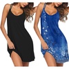image:imageEkouaer 2 Pack Nightgowns for Women Racerback Sleeveless Night Shirt Sexy Sleep Dress Spaghetti Strap Sleepwear SXXXL2 PackblackBlue Floral