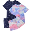 image:imageEkouaer 2 Pack Womens Pajama Sets Short Sleeve Sleepwear Top with Shorts Pjs Soft Comfy Loungewear SXXLTie Dye RainbowBlue Sky