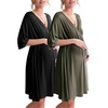 image:imageEkouaer 3 in 1 LaborDeliveryHospital Gown 2 Pack Maternity Dress Nursing Nightgown SleepwearBlackArmy Green