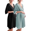 image:imageEkouaer 3 in 1 LaborDeliveryHospital Gown 2 Pack Maternity Dress Nursing Nightgown SleepwearBlackCeladon Green