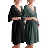 image:imageEkouaer 3 in 1 LaborDeliveryHospital Gown 2 Pack Maternity Dress Nursing Nightgown SleepwearBlackDark Green