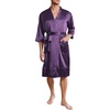 image:imageEkouaer Mens Satin Robe Lightweight Silky Kimono Bathrobe 34 Sleeve Spa Knee Length Loungewear with Pockets S3XLDark Purple