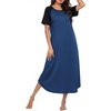 image:imageEkouaer Nightgowns for Women Bamboo Viscose House Dress Long Night Gowns Short Sleeve Sleepshirt Soft Sleepwear S4XLBlue