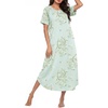 image:imageEkouaer Nightgowns for Women Bamboo Viscose House Dress Long Night Gowns Short Sleeve Sleepshirt Soft Sleepwear S4XLCyan White Florals