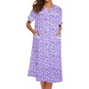 image:imageEkouaer Nightgowns for Women House Dress with Pockets Button Down House Coat Short Sleeve Night Gowns Duster Moo MoosPurple Dots