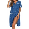 image:imageEkouaer Nightgowns for Women House Dress with Pockets Button Down Sleepshirt Short Sleeve Nightshirt HousecoatPuppy Pawprints