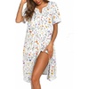 image:imageEkouaer Nightgowns for Women House Dress with Pockets Button Down Sleepshirt Short Sleeve Nightshirt HousecoatWhite Flowers