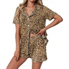 image:imageEkouaer Pajamas Set for Women 2 Piece Pjs Short Sleeve Sleepwear Button Down Lounge Shorts Sets SXXLLeopard