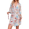 image:imageEkouaer Robes for Women Waffle Knit Bathrobe Soft Lightweight Knee Length Loungewear SXXLAwhiteseabed Printed