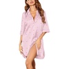 image:imageEkouaer Womens Satin Nightshirt Button Down Sleepshirt Silk 34 Sleeve Nightgown Boyfriend Notch Collar Sleepwear S3XLStripes Heart