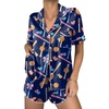 Dark Blue Baseball Print