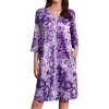 image:imageEkouaer Zipper Robes for Women 34 Sleeves Housecoat Knee Length Sleepwear Soft House Dresses with Pockets