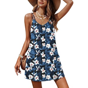 image:imageEkouaer Swimsuit Coverup for Women Sleeveless V Neck Bathing Suit Cover Up Summer Swimwear Beach Cover Ups with PocketsFloral Navy