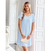 image:imageEkouaer Bamboo Viscose Nightgowns for Women Short Sleeve Sleep Shirts T Shirt Night Gown Cooling Pajama Dress Soft SleepwearBaby Blue
