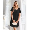 image:imageEkouaer Bamboo Viscose Nightgowns for Women Short Sleeve Sleep Shirts T Shirt Night Gown Cooling Pajama Dress Soft SleepwearBlack