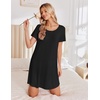 image:imageEkouaer Bamboo Viscose Nightgowns for Women Short Sleeve Sleep Shirts T Shirt Night Gown Cooling Pajama Dress Soft SleepwearBlack
