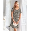 image:imageEkouaer Bamboo Viscose Nightgowns for Women Short Sleeve Sleep Shirts T Shirt Night Gown Cooling Pajama Dress Soft SleepwearBlack Leopard
