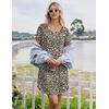 image:imageEkouaer Bamboo Viscose Nightgowns for Women Short Sleeve Sleep Shirts T Shirt Night Gown Cooling Pajama Dress Soft SleepwearBlack Leopard
