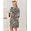 image:imageEkouaer Bamboo Viscose Nightgowns for Women Short Sleeve Sleep Shirts T Shirt Night Gown Cooling Pajama Dress Soft SleepwearBlack Leopard