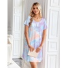 image:imageEkouaer Bamboo Viscose Nightgowns for Women Short Sleeve Sleep Shirts T Shirt Night Gown Cooling Pajama Dress Soft SleepwearBlue Purple Tie Dye