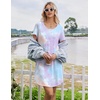 image:imageEkouaer Bamboo Viscose Nightgowns for Women Short Sleeve Sleep Shirts T Shirt Night Gown Cooling Pajama Dress Soft SleepwearBlue Purple Tie Dye