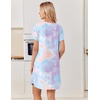 image:imageEkouaer Bamboo Viscose Nightgowns for Women Short Sleeve Sleep Shirts T Shirt Night Gown Cooling Pajama Dress Soft SleepwearBlue Purple Tie Dye