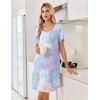 image:imageEkouaer Bamboo Viscose Nightgowns for Women Short Sleeve Sleep Shirts T Shirt Night Gown Cooling Pajama Dress Soft SleepwearBlue Purple Tie Dye