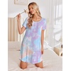 image:imageEkouaer Bamboo Viscose Nightgowns for Women Short Sleeve Sleep Shirts T Shirt Night Gown Cooling Pajama Dress Soft SleepwearBlue Purple Tie Dye