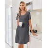 image:imageEkouaer Bamboo Viscose Nightgowns for Women Short Sleeve Sleep Shirts T Shirt Night Gown Cooling Pajama Dress Soft SleepwearDark Grey