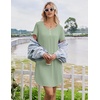 image:imageEkouaer Bamboo Viscose Nightgowns for Women Short Sleeve Sleep Shirts T Shirt Night Gown Cooling Pajama Dress Soft SleepwearLight Green
