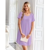 image:imageEkouaer Bamboo Viscose Nightgowns for Women Short Sleeve Sleep Shirts T Shirt Night Gown Cooling Pajama Dress Soft SleepwearLilac