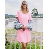 image:imageEkouaer Bamboo Viscose Nightgowns for Women Short Sleeve Sleep Shirts T Shirt Night Gown Cooling Pajama Dress Soft SleepwearPink